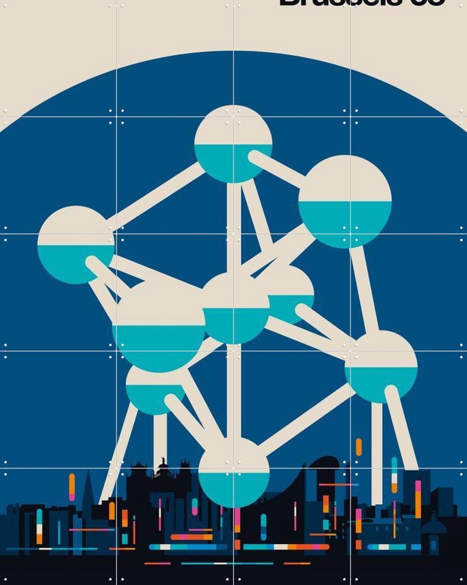 IXXI Brussels 58, Bo Lundberg - 80 x 100 cm - Gratis ophangtool - Grote wanddecoratie en posters - Geometrische Kunst, Digitale Kunst, Illustraties