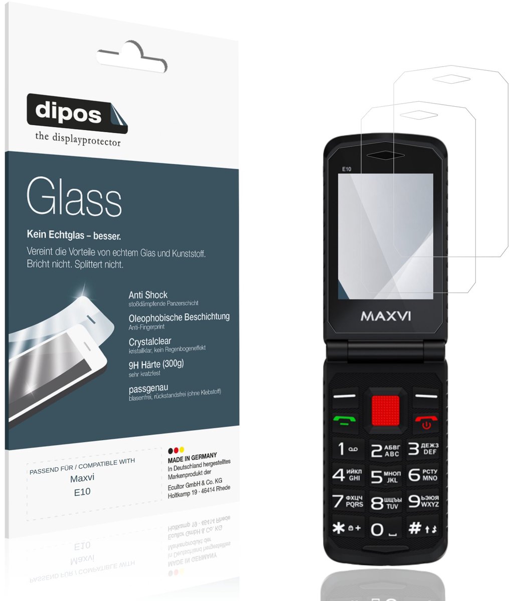 dipos – 2x Pantserfolie geschikt voor Maxvi E10 | 9H Screenprotector