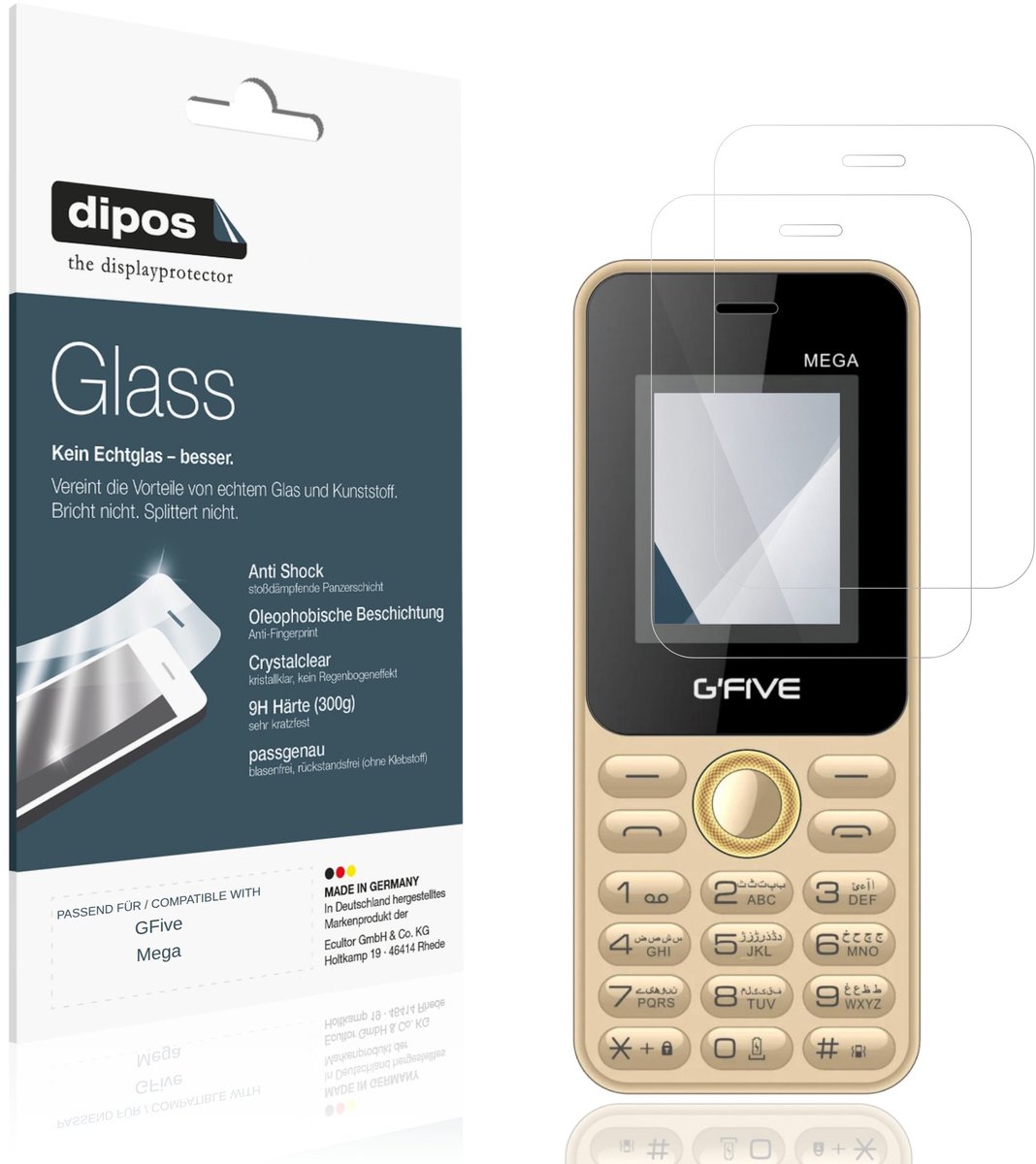 dipos – 2x Pantserfolie geschikt voor GFive Mega | 9H Screenprotector