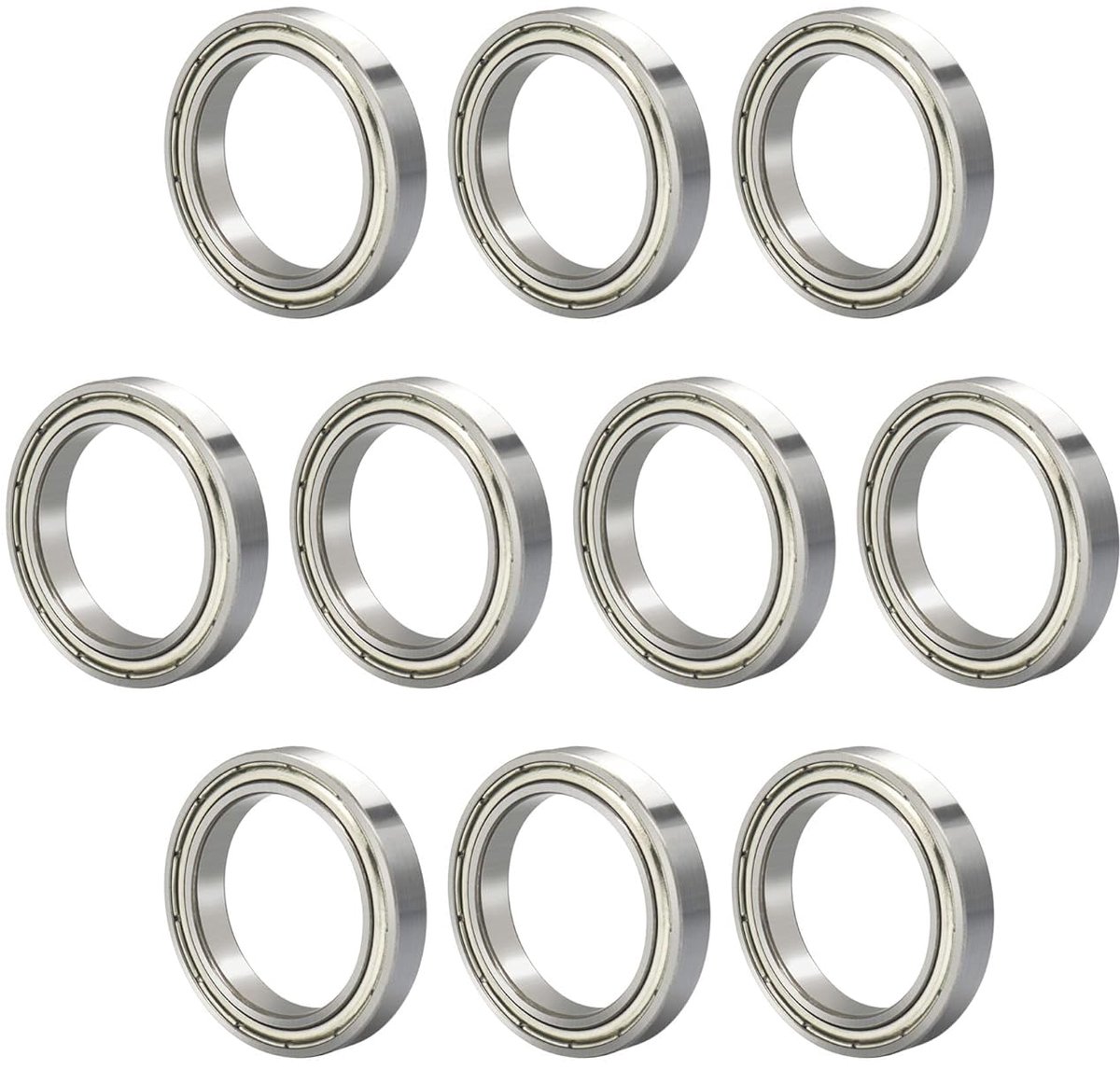 20 stuks 6801-ZZ kogellagers, 12 x 21 x 5 mm, voorgesmeerd, chroomstaal, dubbele rubberen afdichting, geribbelde - ShopVlot