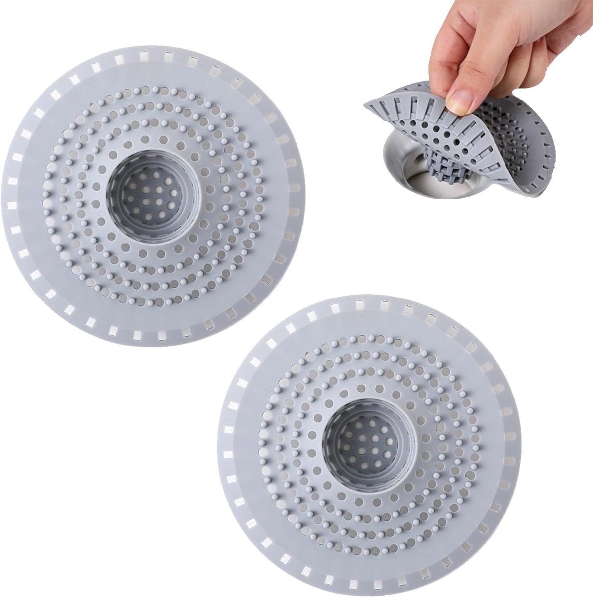 2 stuks siliconen haarvanger met zuignap opvouwbare haarfilter, afvoerfilter voor douche, wastafel, keukenzeef - ShopVlot