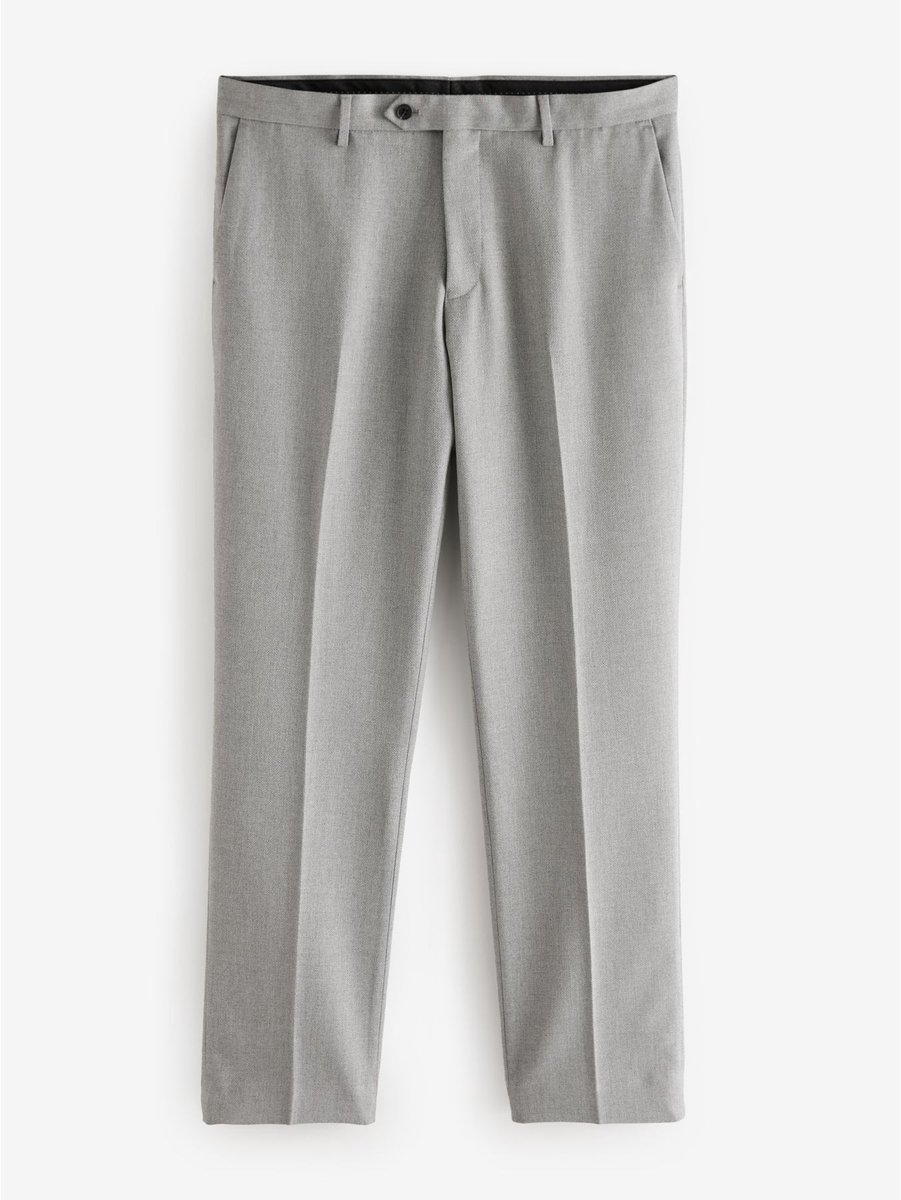 Next - Heren - Normale Pasvorm - Kostuum met textuur: broek - Grijs