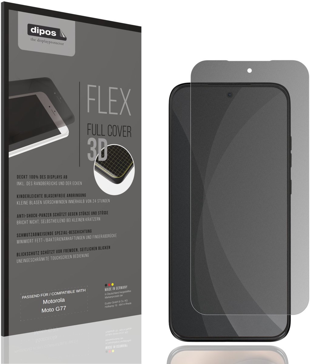 dipos FLEX – Matte Privacy Screenprotector geschikt voor Motorola Moto G77 | Volledige Schermbescherming | Case-Friendly