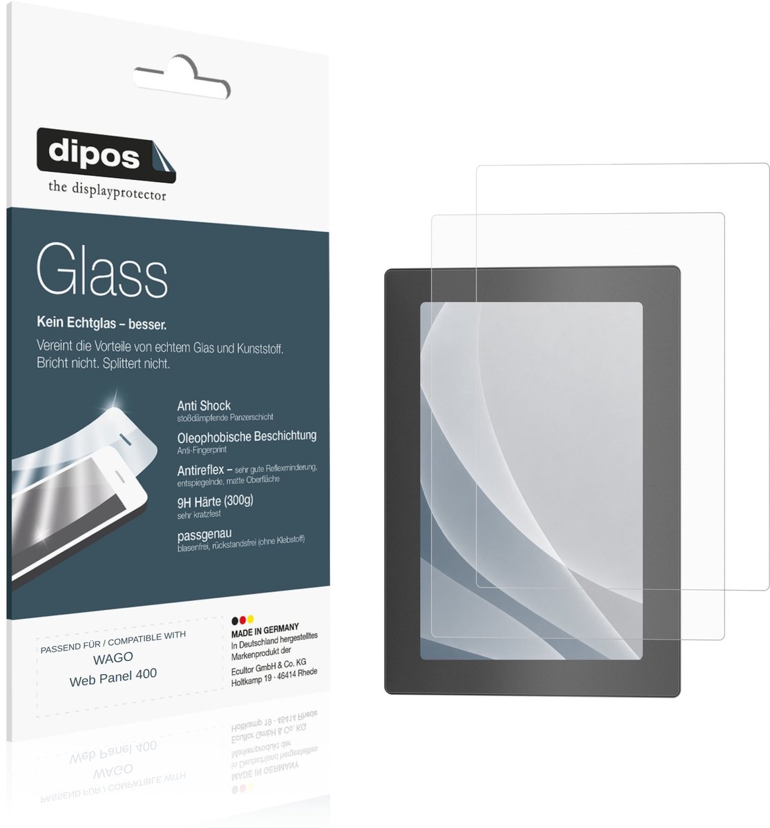 dipos – 2x Matte Pantserfolie geschikt voor WAGO Web Panel 400 | 9H Screenprotector