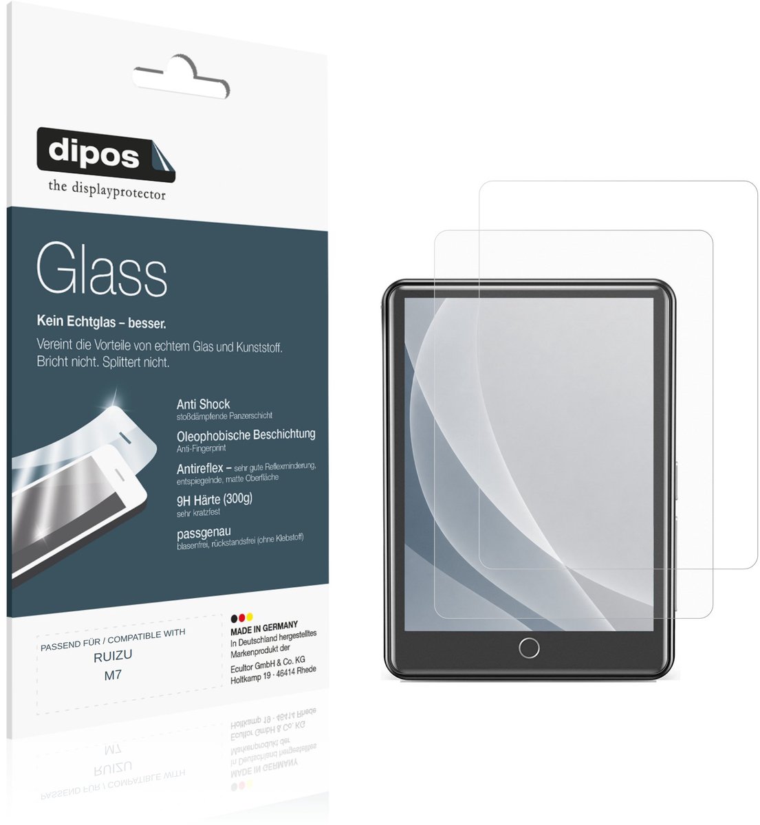 dipos – 2x Matte Pantserfolie geschikt voor RUIZU M7 | 9H Screenprotector