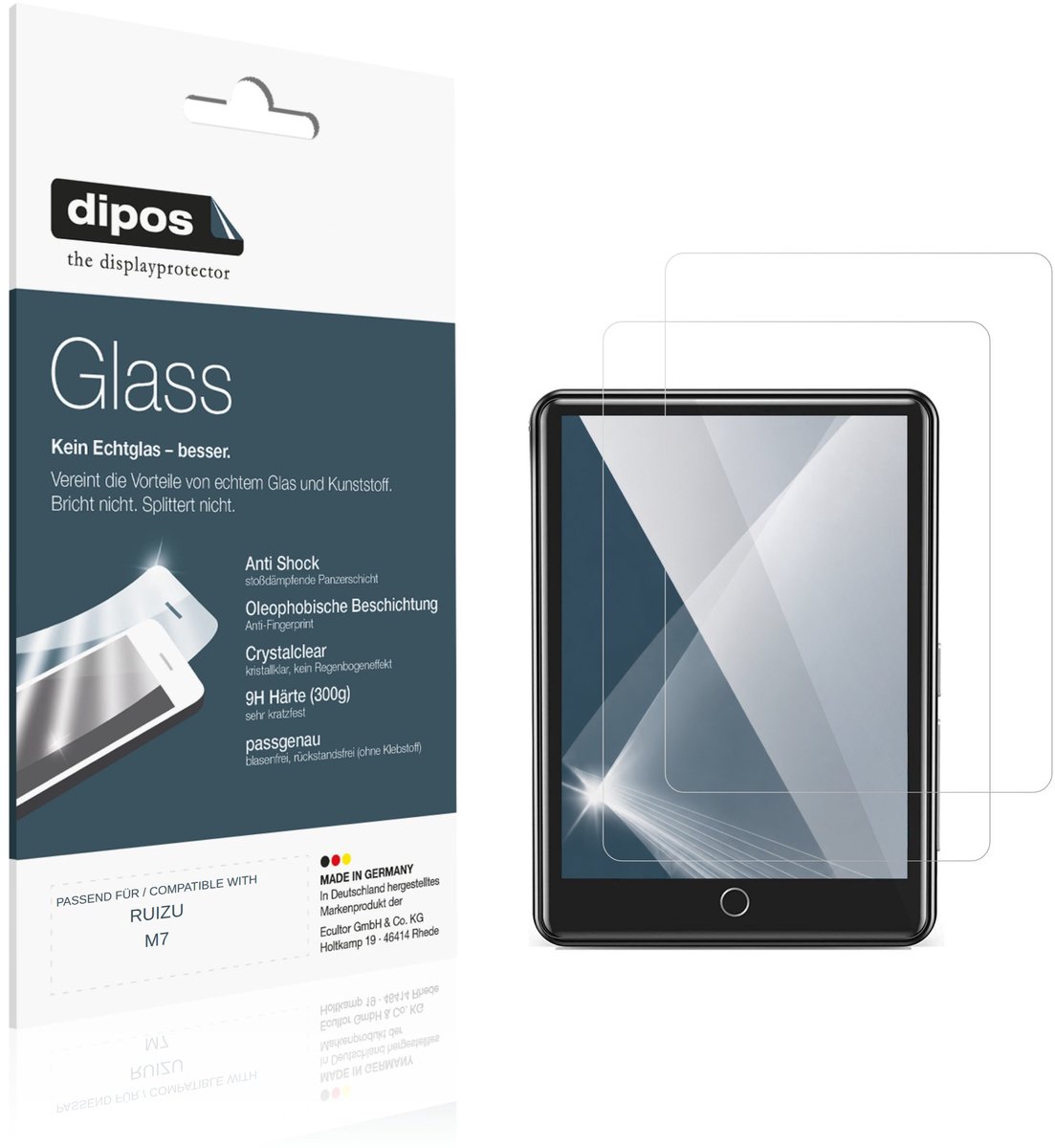 dipos – 2x Pantserfolie geschikt voor RUIZU M7 | 9H Screenprotector
