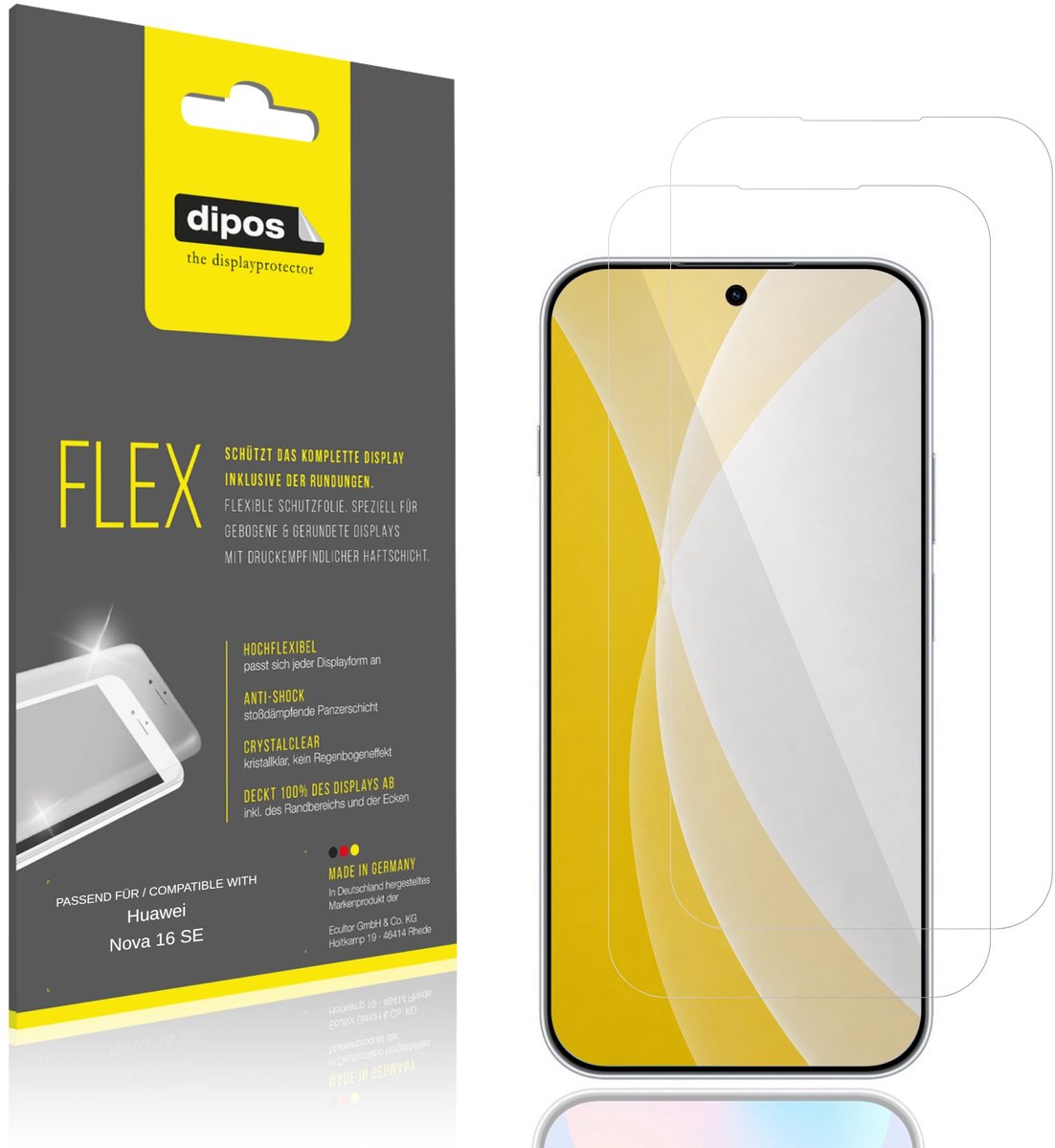 dipos – 2x Beschermfolie geschikt voor Huawei Nova 16 SE | 3D Full Cover Screenprotector | 100% Passend