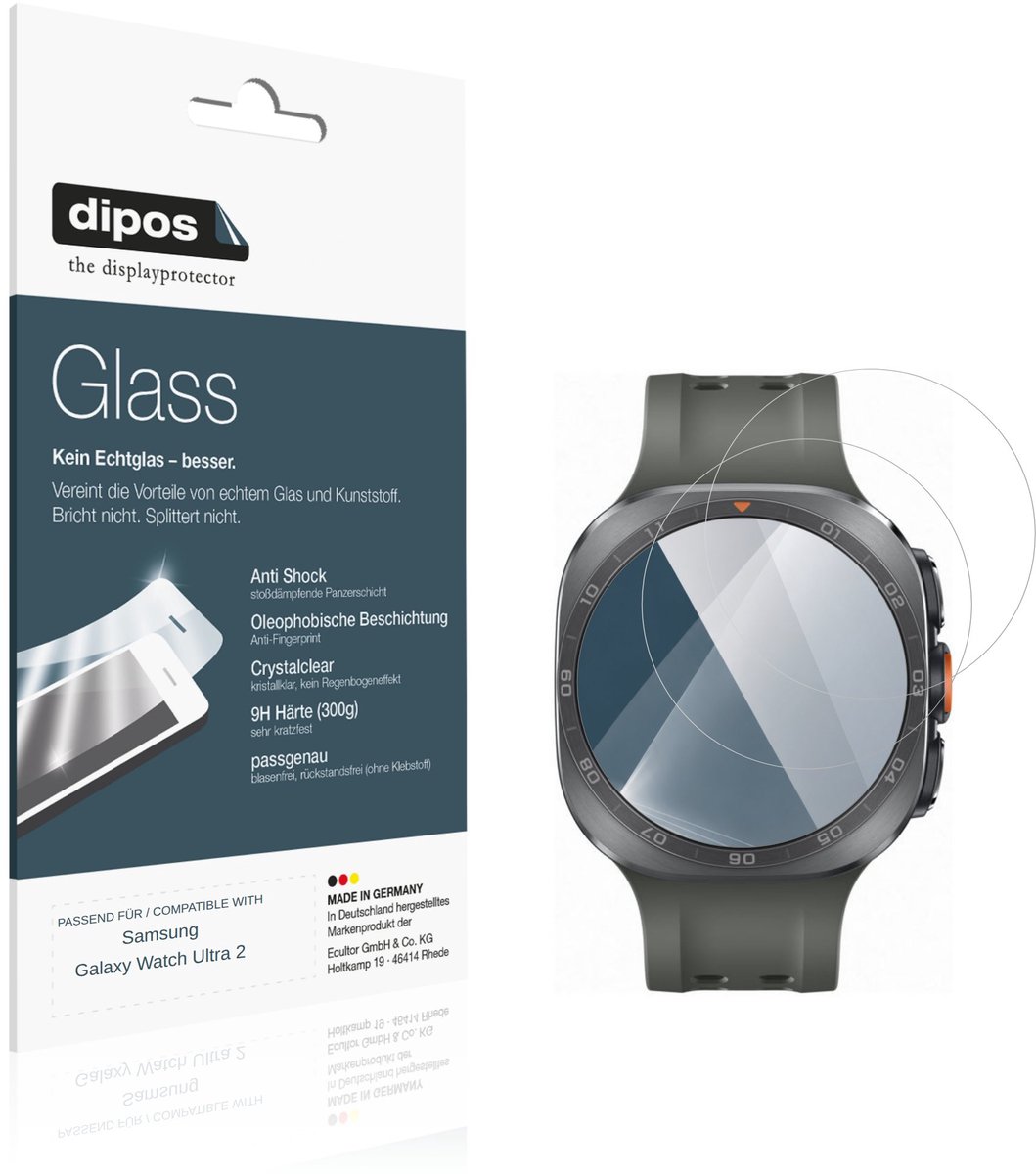 dipos – 2x Pantserfolie geschikt voor Samsung Galaxy Watch Ultra 2 | 9H Screenprotector