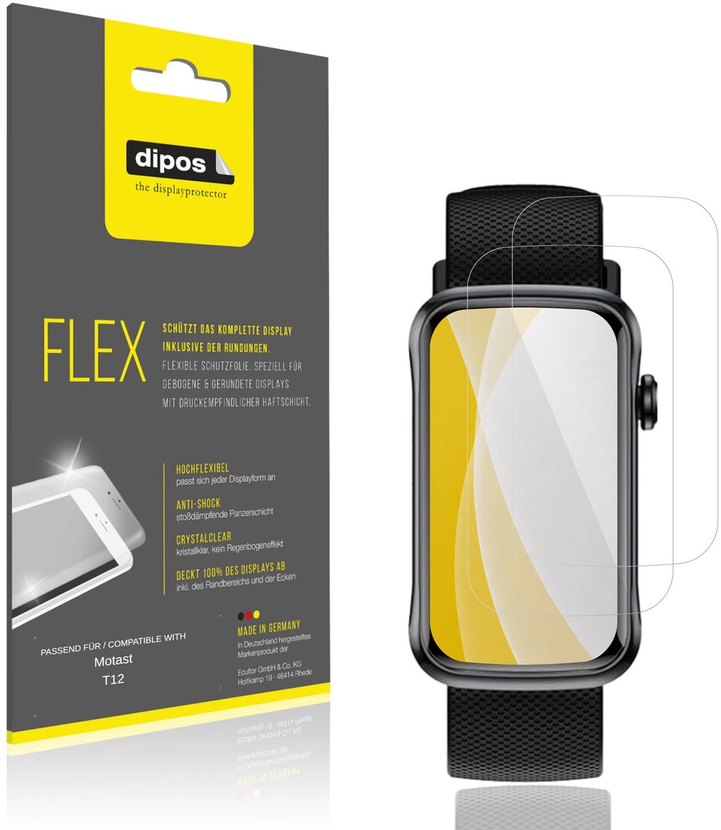 dipos – 2x Beschermfolie geschikt voor Motast T12 | 3D Full Cover Screenprotector | 100% Passend
