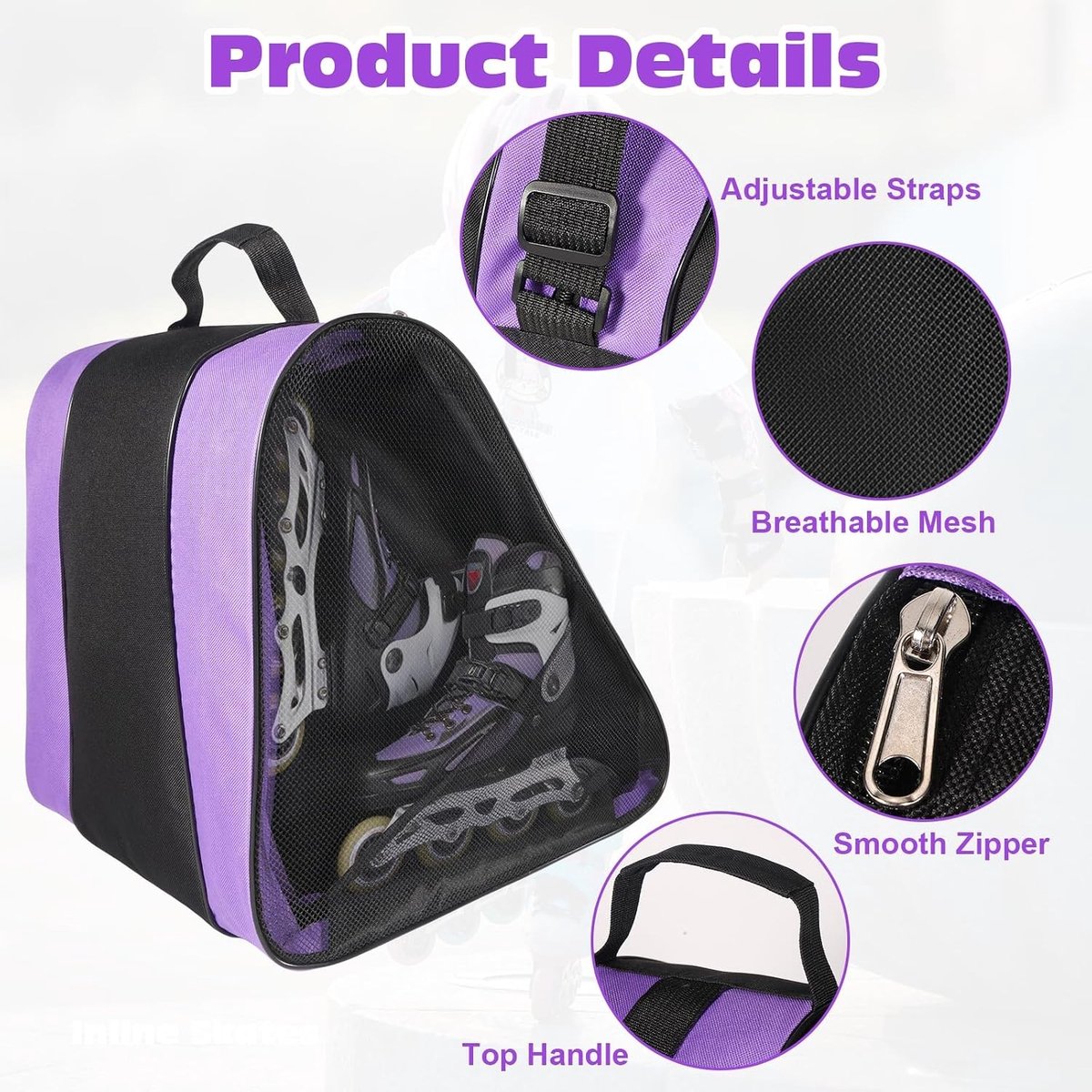 Kinderen Skate Tas met Verstelbare Schouderband, Ideaal voor Schaatsen en Rollers, Oxford Katoen, Perfect voor Jongens en Meisjes, Inclusief Ruimte voor Skate Schoenen en Accessoires