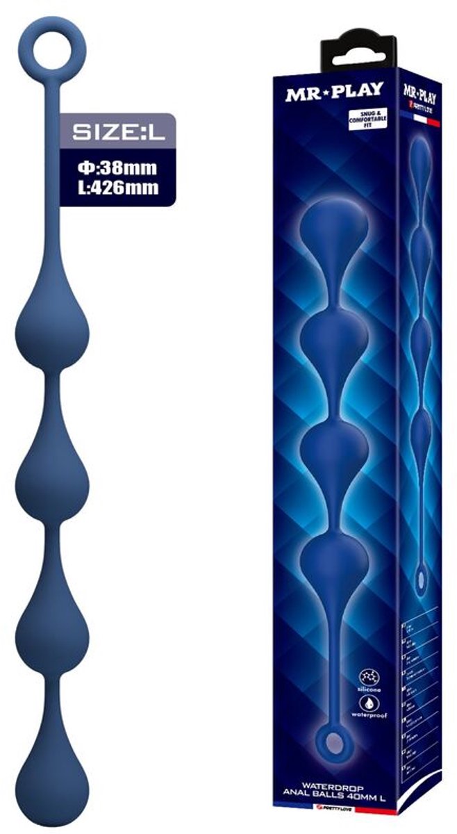 Blauwe Siliconen Anale Beads Groot