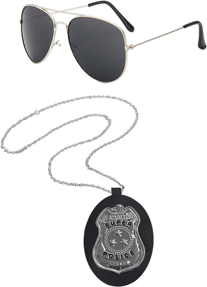 Politiedienst Medaille Ketting met Zonnebril - Mode Accessoires voor Cosplay, Feest en Verkleedpartijen