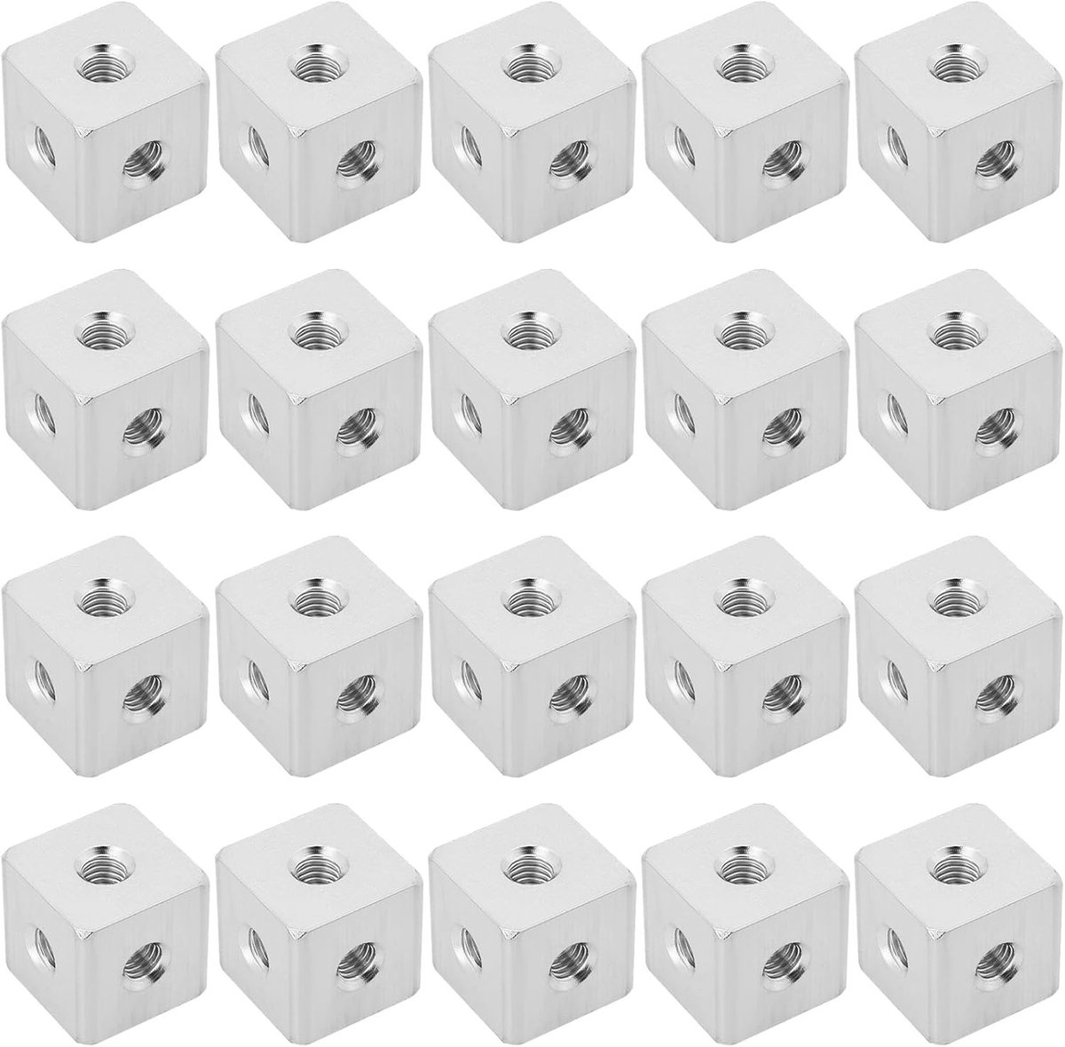 20 Stuks M3 Cubic Connector Aluminium Profiel Hexagonale Vierkante Bevestigingsblok voor Acrylplaat en Verlichting 10x10x10mm