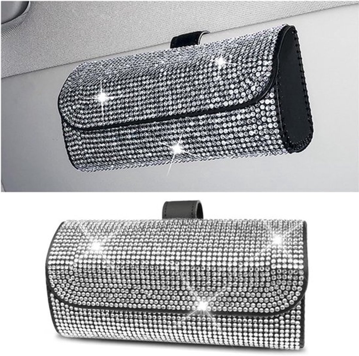 Allecto - Zonnebrillenetui - Kristallen opbergtas - Wit - Auto-accessoires