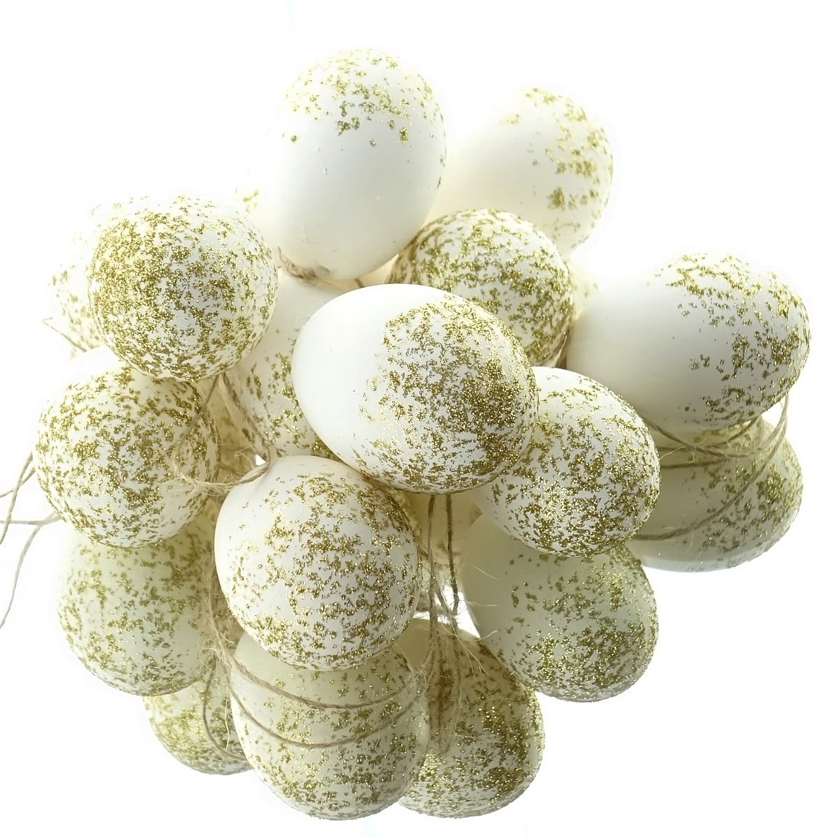 Scheulen Paasdecoratie Kippeneieren Wit met Goud Glitter 12 stuks