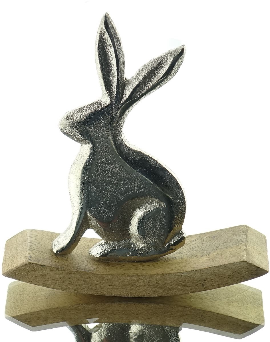 Riffelmacher schommelhaas zilverkleurig 16,5 cm aluminium en hout