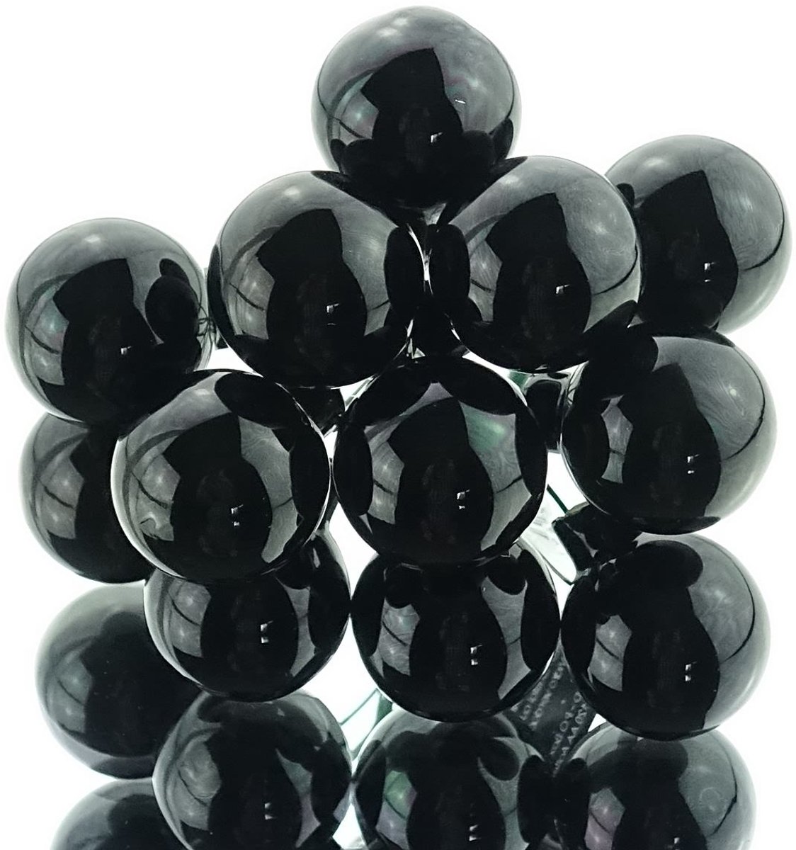 Kaemingk Mini-kerstballen Zwart aan draad Ø 2,5 cm - glas