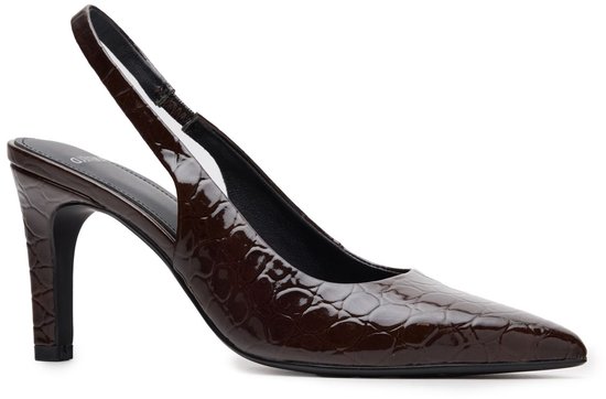 Manfield Manfield - Dames - Bruine croco lakleren slingbacks - Maat 36 | bol