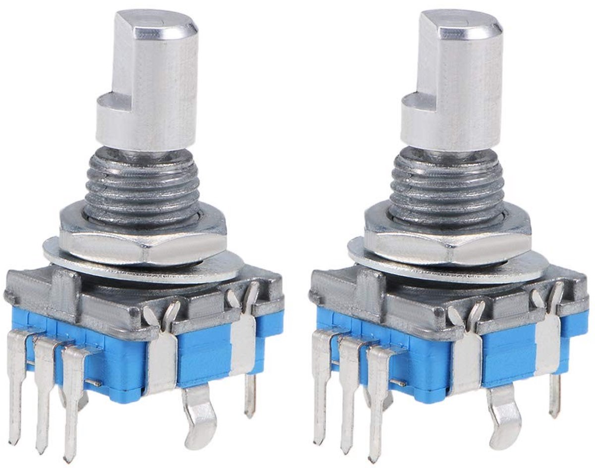 2 Stuks 360 Graden Draaibare Sensor Code Schakelaar EC11 met 7 Pinnen en 15mm D-Shaft voor Precisie Toepassingen