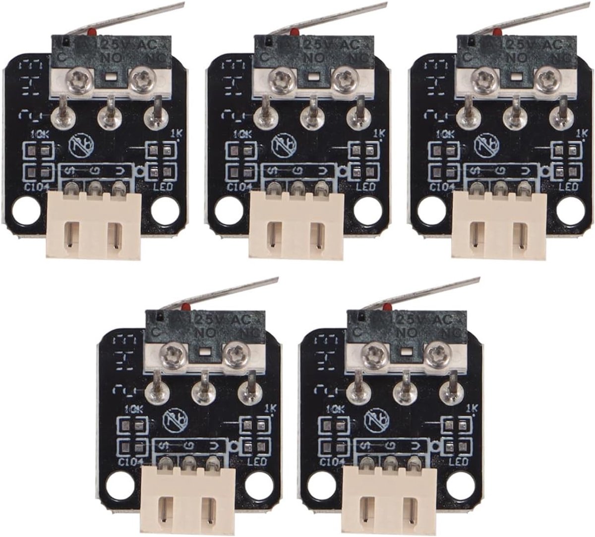 Set van 5 Mechanische Eindschakelaars voor 3D Printers, Compatibel met Ender 3/5/Pro/V2 en CR-10 S4/S5 Series, Betrouwbare Stopmodules voor Precisieprinten