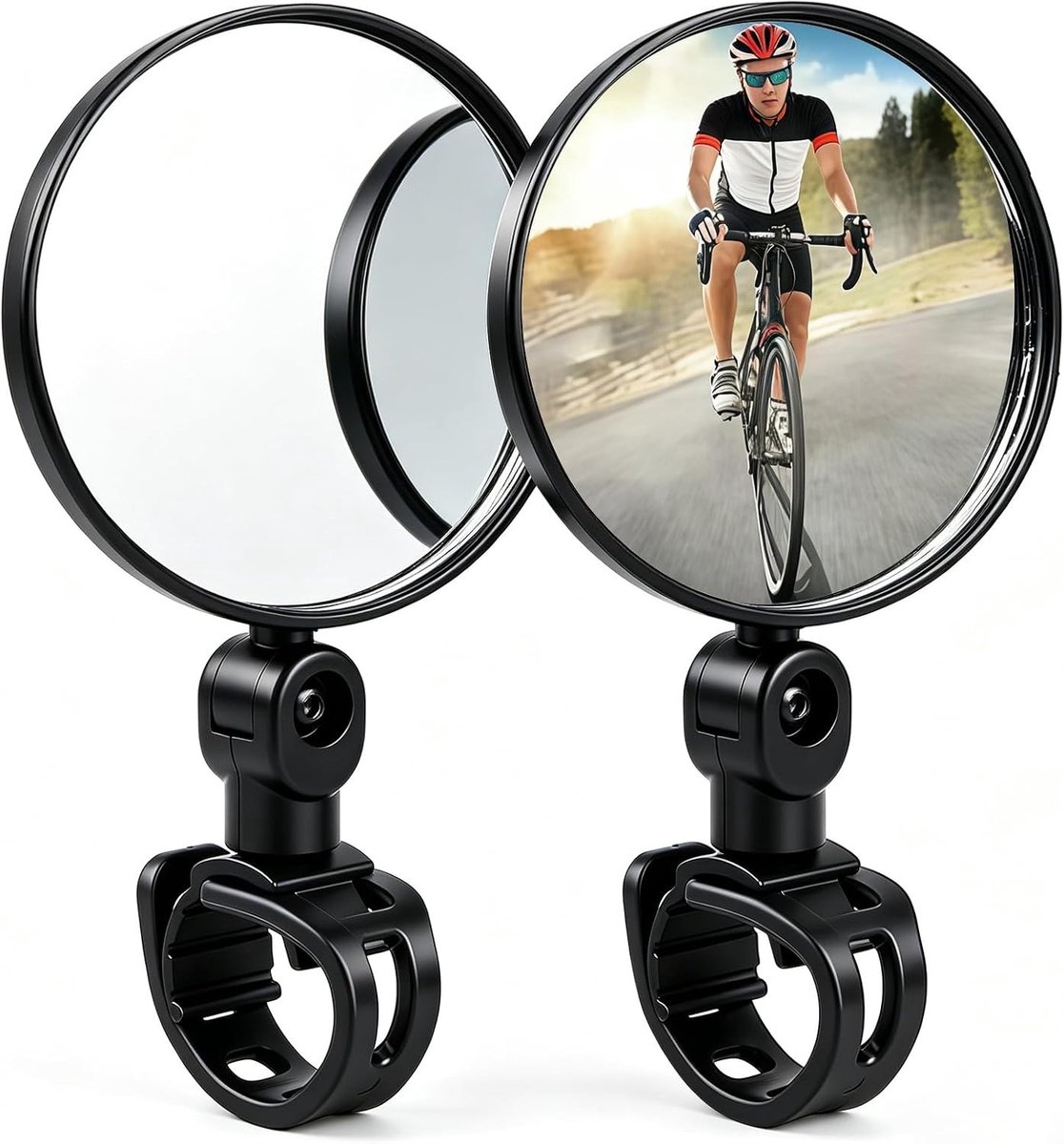 Fietsspiegel voor E-bike - 8 cm - Draaibaar en Inklapbaar - HD Convexe Groothoekspiegel - Voor Mountainbike, Racefiets, Stadsfiets