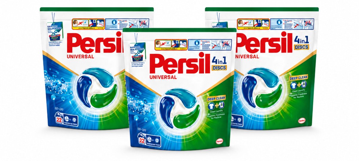 3 x Persil - Wasmiddel - Wasmiddelcapsules Discs Universal - Voor Witte Was - 22 wasbeurten - Voordeelverpakking - 3 stuks