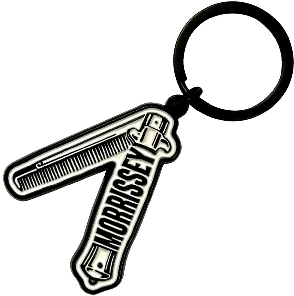 Morrissey - Comb Sleutelhanger - Wit/Zwart