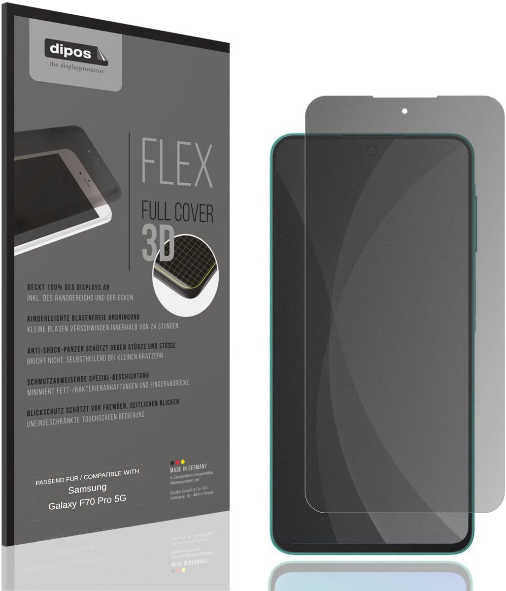 dipos FLEX – Matte Privacy Screenprotector geschikt voor Samsung Galaxy F70 Pro 5G | Volledige Schermbescherming | Case-Friendly