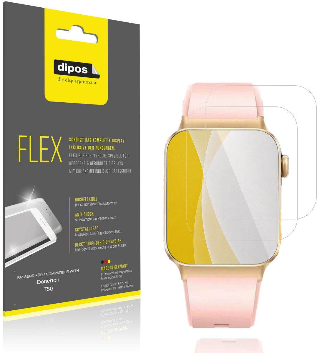 dipos – 2x Beschermfolie geschikt voor Donerton T50 | 3D Full Cover Screenprotector | 100% Passend