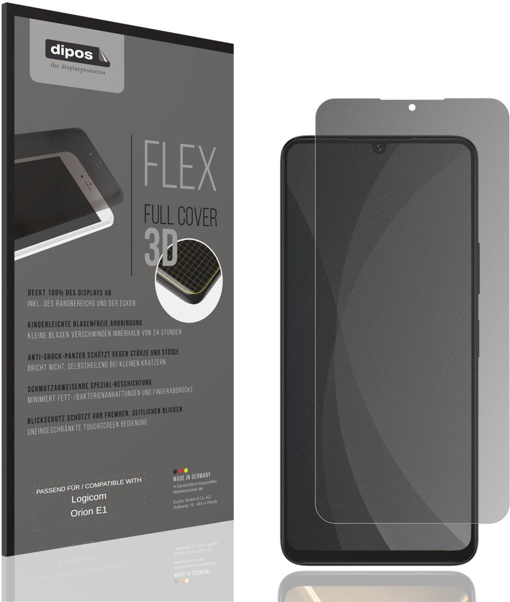 dipos FLEX – Matte Privacy Screenprotector geschikt voor Logicom Orion E1 | Volledige Schermbescherming | Case-Friendly