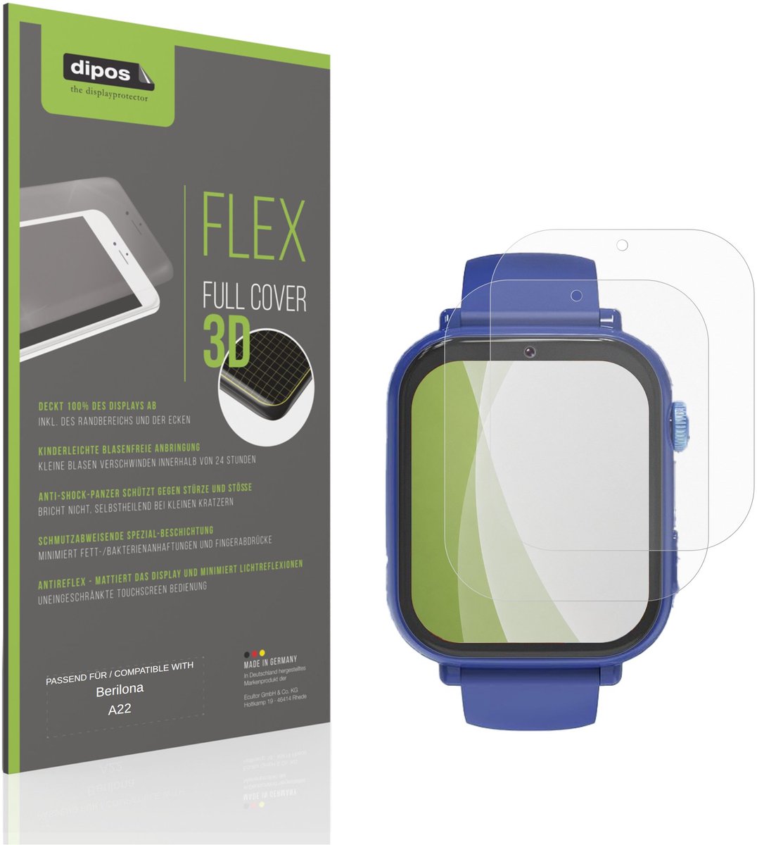 dipos FLEX – 2x Matte Screenprotector geschikt voor Berilona A22 | Volledige Schermbescherming | Case-Friendly