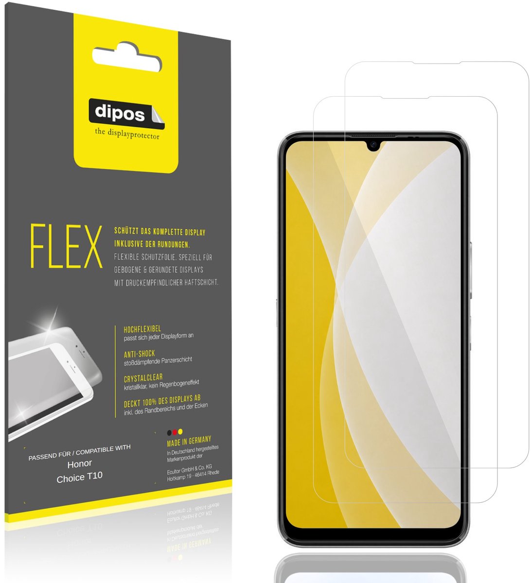 dipos – 2x Beschermfolie geschikt voor Honor Choice T10 | 3D Full Cover Screenprotector | 100% Passend