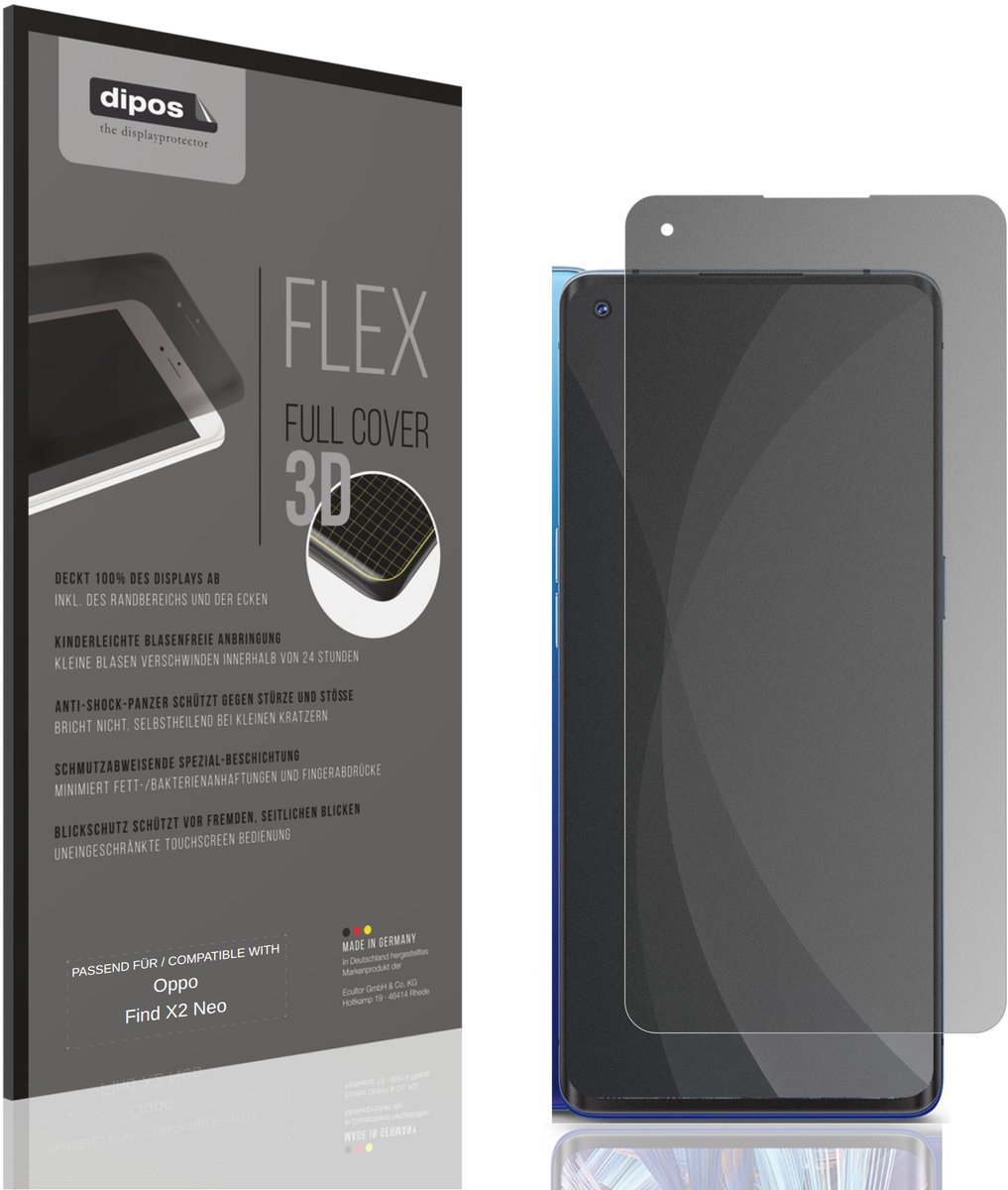 dipos FLEX – Matte Privacy Screenprotector geschikt voor Oppo Find X2 Neo | Volledige Schermbescherming | Case-Friendly