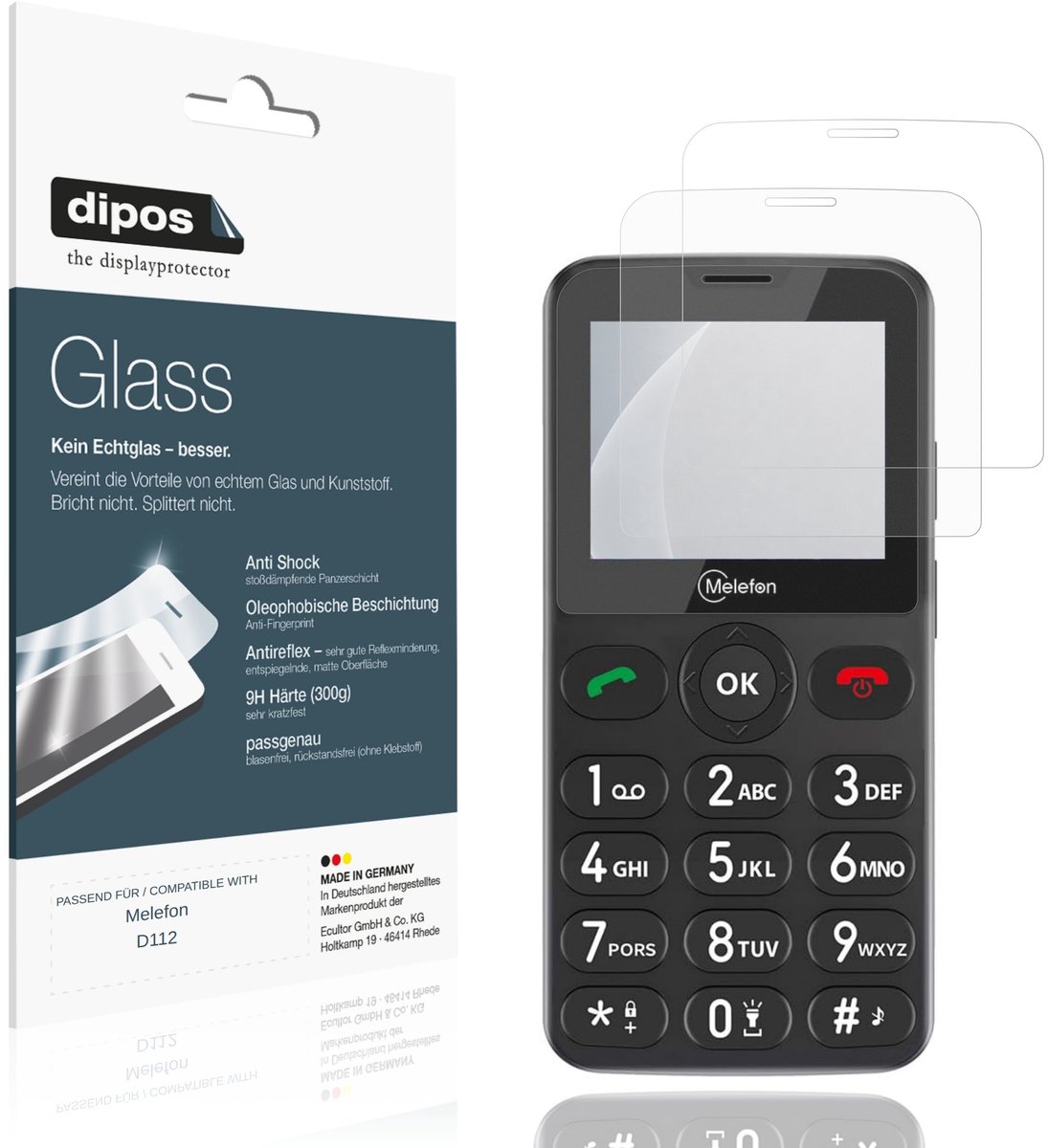dipos – 2x Matte Pantserfolie geschikt voor Melefon D112 | 9H Screenprotector