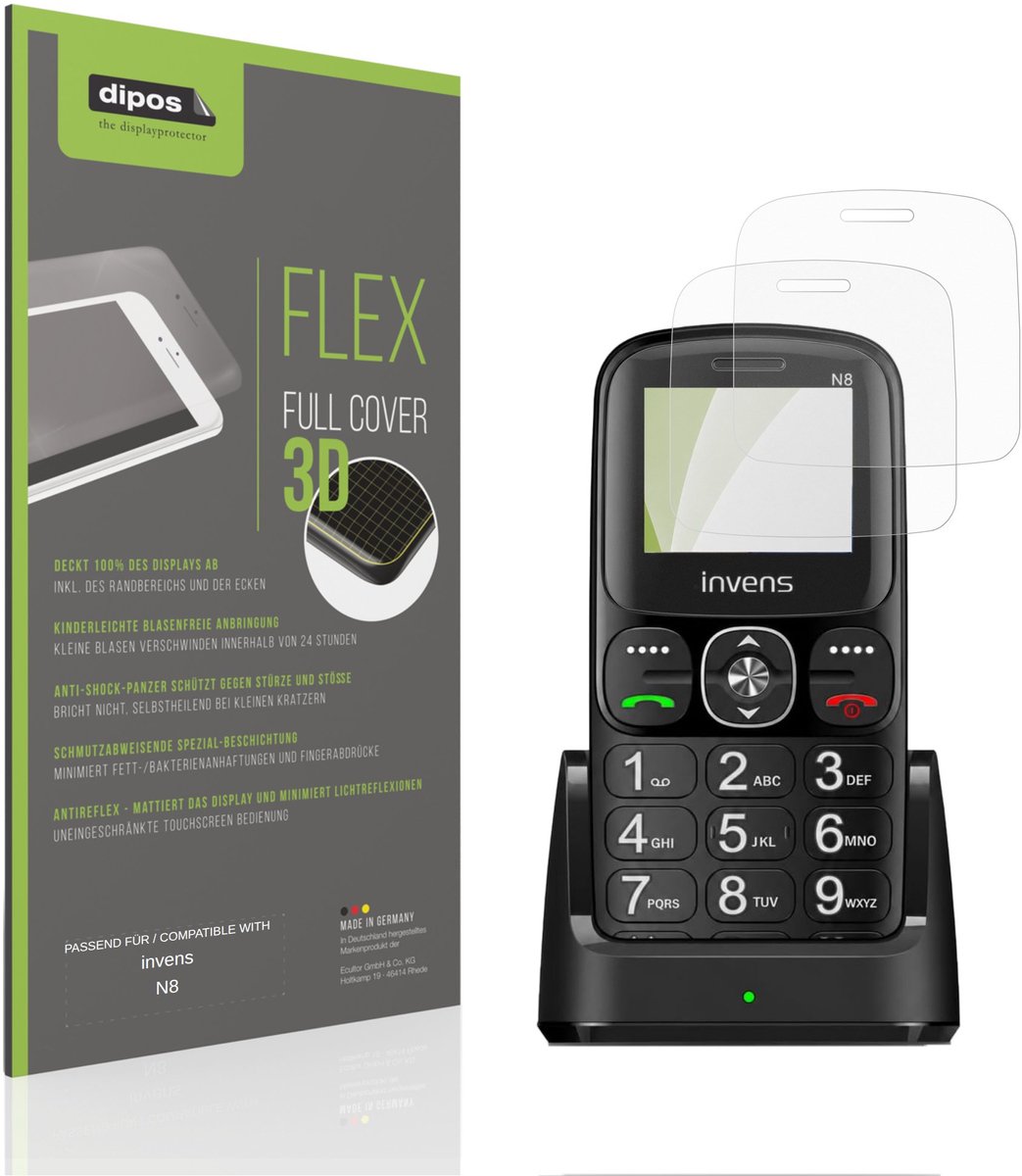 dipos FLEX – 2x Matte Screenprotector geschikt voor invens N8 | Volledige Schermbescherming | Case-Friendly