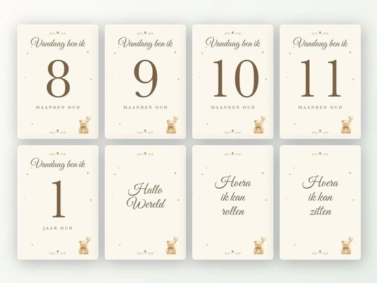 Milestone kaarten baby, 24 stuks A5 (beertje met ballon) - M18 — afbeelding 2