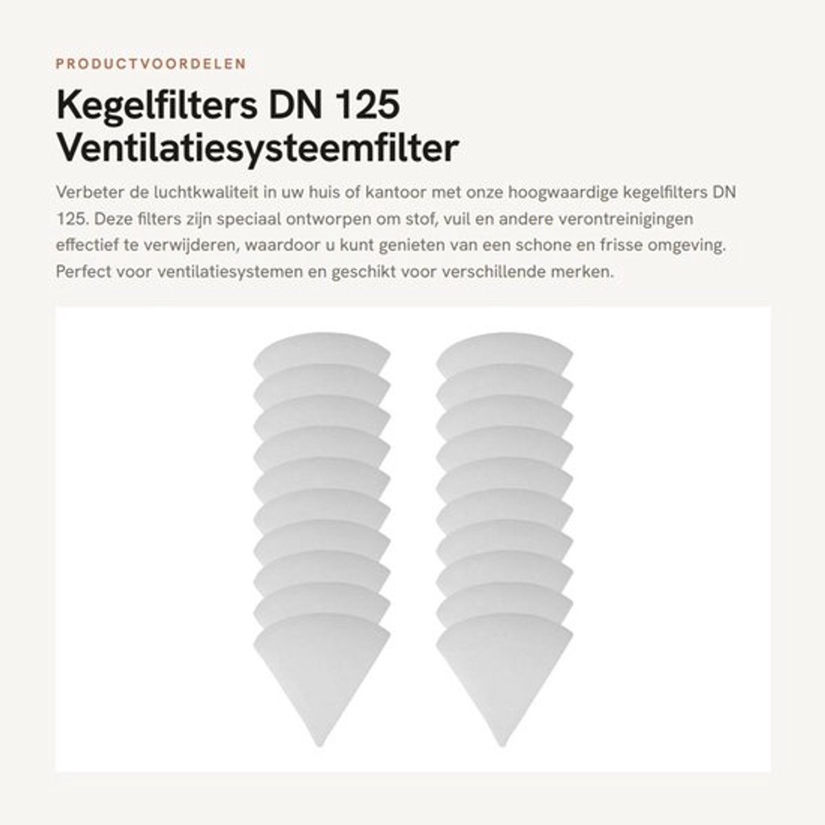 Dailygoods- Kegelfilters DN 125 - 20 stuks - Effectieve luchtzuivering