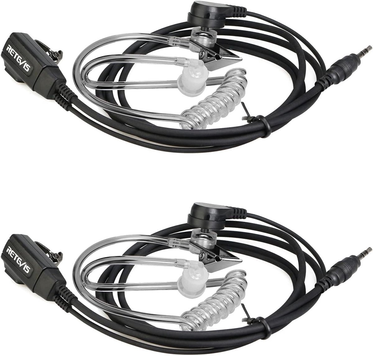 Draadloze Oortjes met Microfoon en PTT, Verbeterde Veiligheidsheadset met Verborgen Air-Acoustic Tube voor Communicatie (2 Stuks)