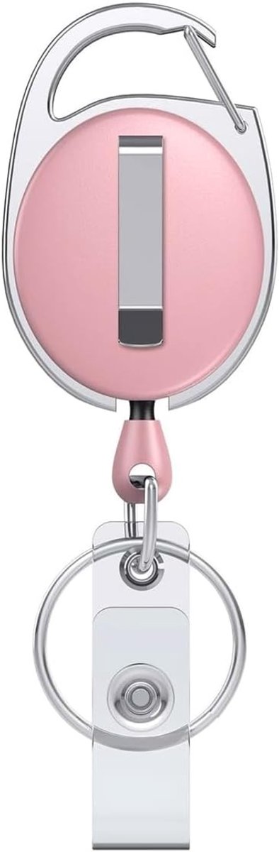 Intrekbare Badge Reel in Roze - 2 Stuks Elliptisch Design met Nylon Koord en Clip voor Outdoor Gebruik en Accessoires — afbeelding 2