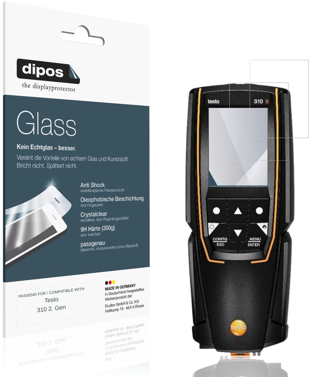 dipos – 2x Pantserfolie geschikt voor Testo 310 2. Gen | 9H Screenprotector