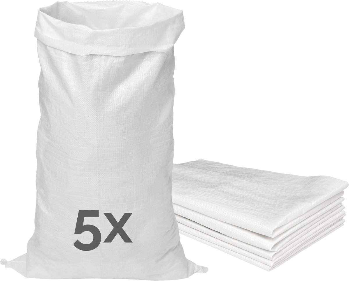 Garronda 105 x 65 cm 5 stuks Zandzakken Puinzakken Geweven Zakken Wit GD-0258