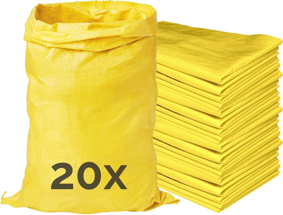 Garronda 85 x 50 cm 20 stuks Zandzakken Puinzakken Geweven Zakken Geel GD-0258
