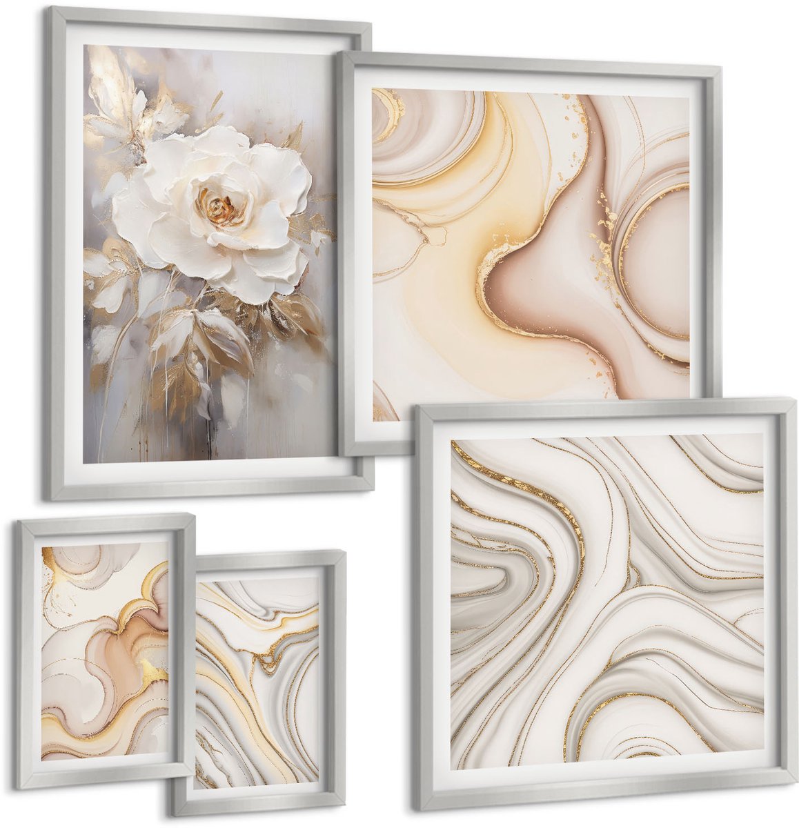 Coloray 5-Delige Schilderij Set - Roze Eiffeltoren En Reuzenrad In Zwart-Wit - 20 x 30 cm - Muurdecoratie - Decoratieve Schilderijen - Wohnzimmer - Moderne Wanddecoratie