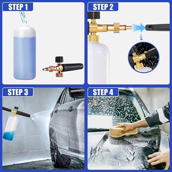 Compatibel met LAVOR/Parkside/Spear en Jackson - Hogedrukspuit, 1L, Autowasser, Zeepmondstuk, Schuimkanon, Verstelbare Sproeier — afbeelding 2