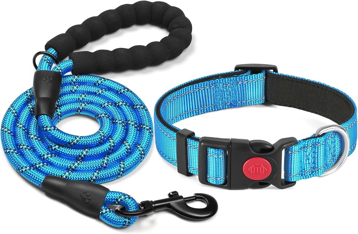 Haapaw Hondenhalsband, reflecterend, gewatteerd, met zacht neopreen, ademend, verstelbaar, nylon, voor kleine, middelgrote en grote honden
