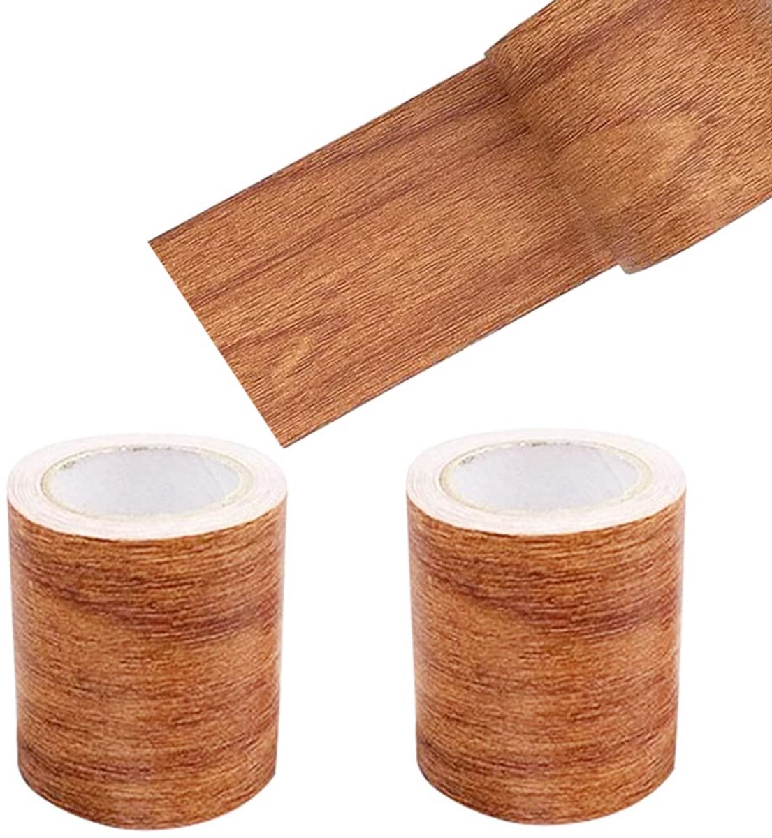 2 rollen houtlook plakband, realistische houtnerfreparatie, zelfklevende houtnerf, pantsertape voor zachte plint, deuren, randen, muren, behang, meubels, 8 cm x 4,57 m (rood)