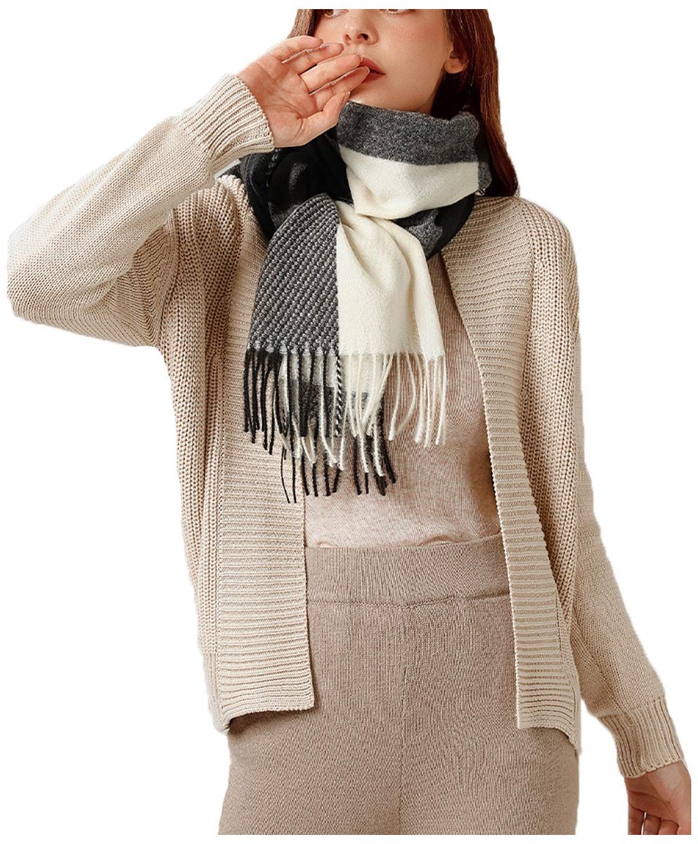 Winter Dames Zachte Lange Grote Warme Omkeerbare Sjaals,Geruit Vierkante Sjaal,Halsdoek/Poncho,Herfst/Winter Warme Knuffelig Sjaal,Omslagdoek Sjaal Kwastje Plaid Deken Sjaal voor Vrouwen