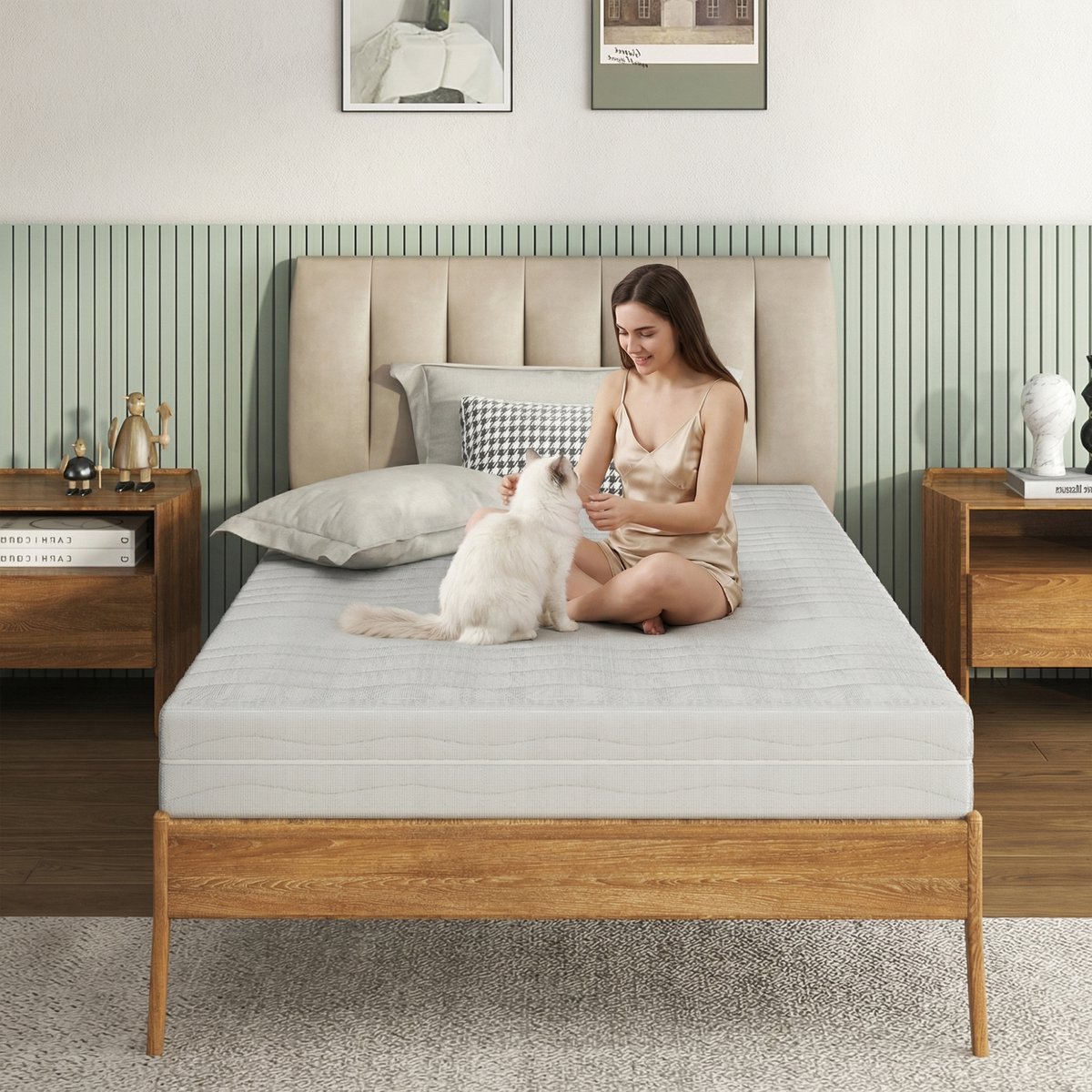 MODFU - Koudschuimmatras - 3D-Bezug - Afneembaar - Wasbaar - 160 X 200 Cm - Wit - 13 Cm