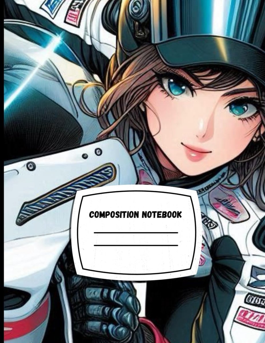 120 pages 8.5 x 11 inches college ruled Manga-Style Motorcycle Composition Notebook for Speed & Creativity - ShopVlot