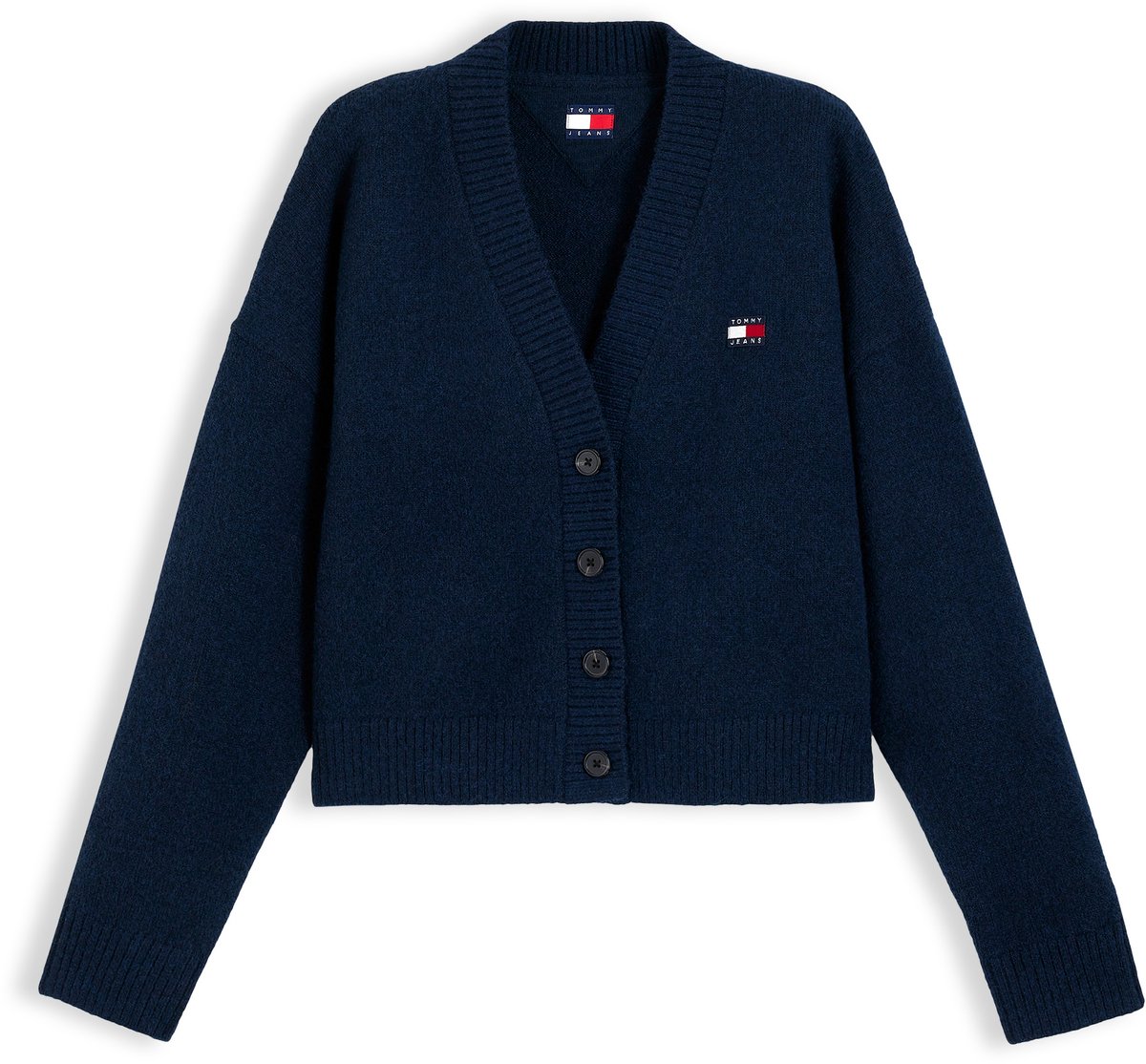 Tommy Jeans Vest Tjw Fluffy Badge Cardigan Ext Dw0dw23830 C1g Dark Dames Blauw